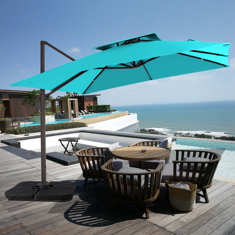 Parasol en porte-à-faux 11 pi Germar, Vert foncé, H 106 po x l 132 po x P 132 po