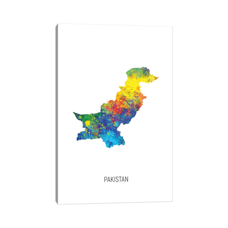 " Pakistan Map " by Michael Tompsett, 60" H x 40" W x 1.5" D