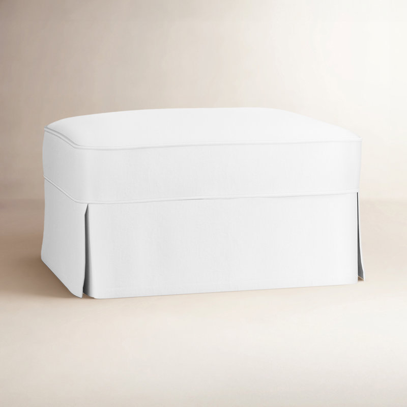 Amari Upholstered Ottoman, Classic Bleach White Twill