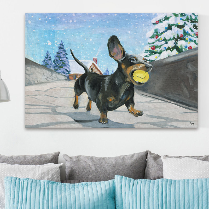 Sporty Daschund by Eyre Tarney - Wrapped Canvas Painting, 30cm H x 45cm W x 3.81cm D