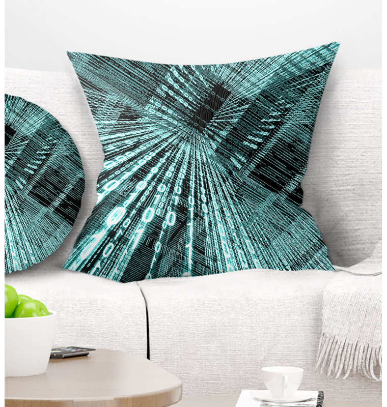 Binary Code - Abstract Printed Pillow, 16" x 16", Throw Pillow