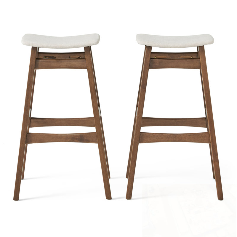 Ensemble de 2 tabourets en bois sans dossier avec repose-pieds