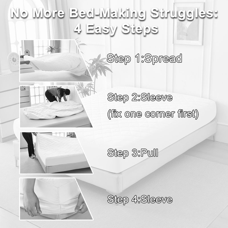 Protège-matelas imperméable à motif de losanges, Blanc, Twin