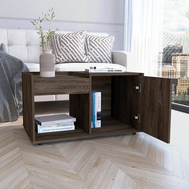 2-Shelf Coffee Table Dark Walnut