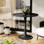 Table moderne de 31,5 po de diamètre, noire, pour la salle à manger et les loisirs, construction solide, style noir facile à installer, structure en métal supérieure et propre