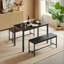 Ensemble de table de salle à manger, table de bar avec 2 bancs de salle à manger, comptoir de table de cuisine avec chaises, table de déjeuner industrielle pour la cuisine, salon, salle de fête-825609297-825609296-825609301