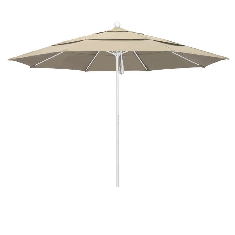 Parasol de marché 11 pi Silva, Blanc mat, Toile Sunbrella® beige antique