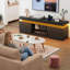 Meuble télé 59 po avec lumière DEL RVB et station de charge, console multimédia pour téléviseur de 65 po ou moins-548899384