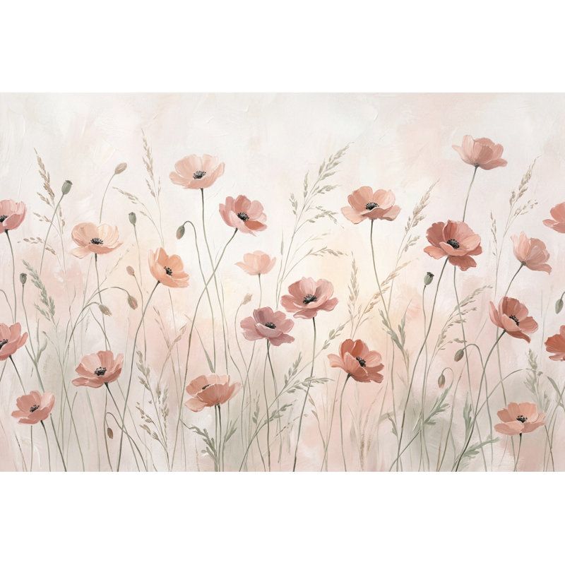 Papier peint fleurs de pavot, 140 po x 108 po, Texturé non collé