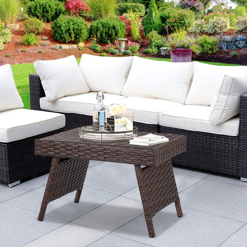 Devasheeh Rectangular Wicker/Rattan Outdoor Folding Coffee Table