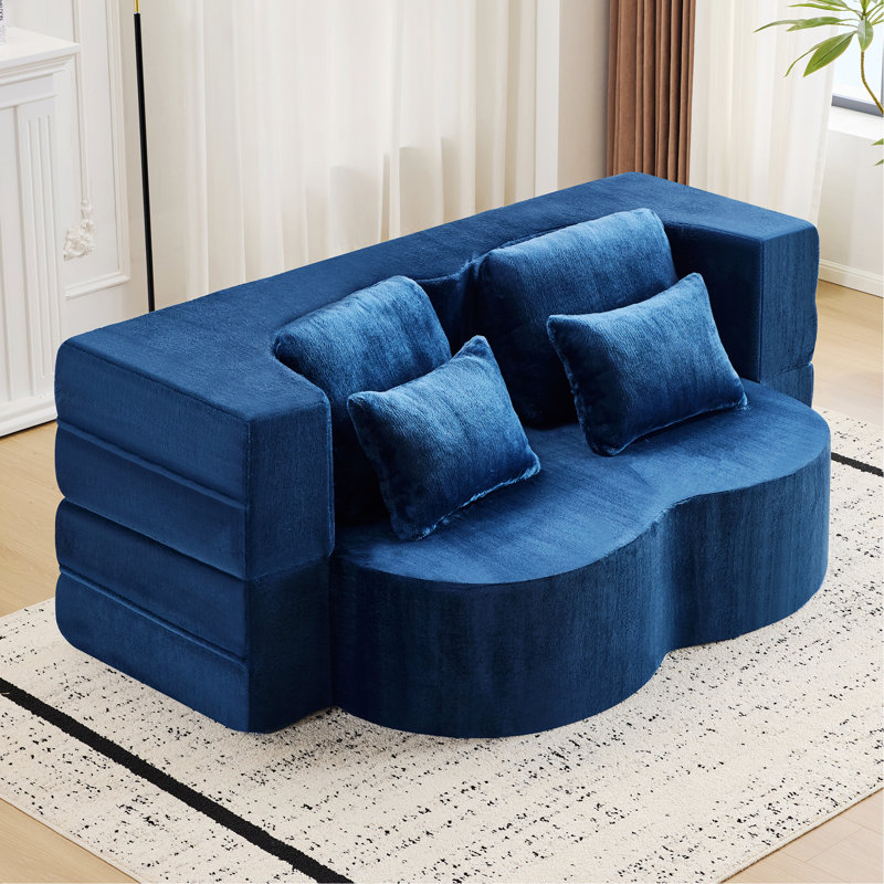 Canapé-lit pliable, canapé-lit de salon, chambre d'amis, chambre à coucher, Bleu