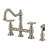 Kingston Brass Essex Two-Handle 4-Hole Deck Mount Bridge Kitchen Faucet With Brass Side Sprayer-110550716