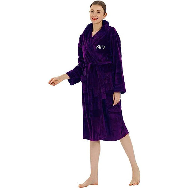 Peignoir mi-mollet unisexe avec poches Shammi, Oui, Mauve-m, TG