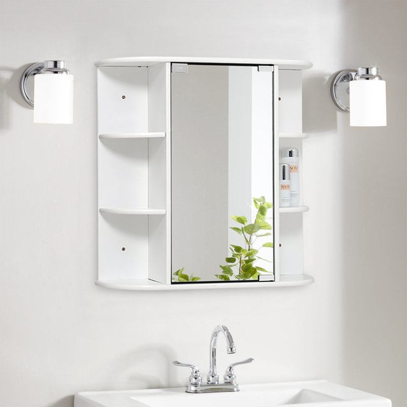 Arvy 590mm W 580mm H Surface Framed Medicine Cabinet Mirror 9 Fixed