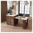 80-Inch Expandable Kitchen Island with Dining Table, Walnut Marble-Grain Top