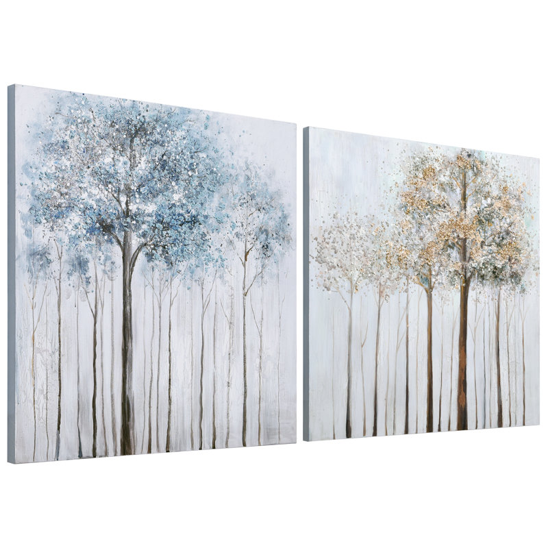 «Winter Forest» par Martin Edwards - Ensemble de 2 peintures sur toile tendue