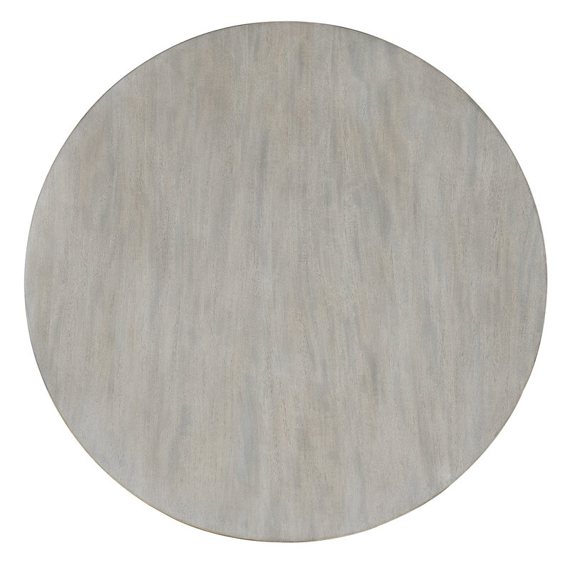 Gray and Silver Round Wood Metal Accent Table