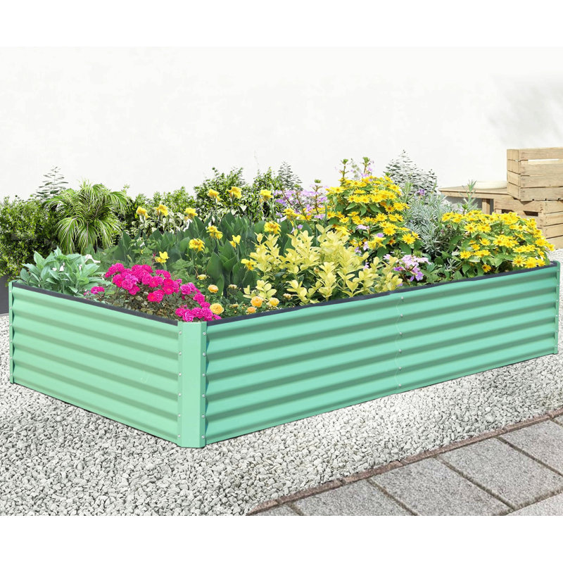 Galvanized Raised Garden Bed, Outdoor Planter Garden Boxes Large Metal Planter Box For Gardening Vegetables Fruits Flowers