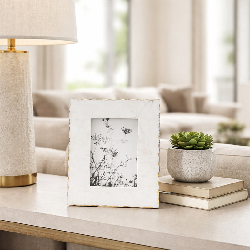 Whitby Marble and Wood Photo Frame, 4" x 6"