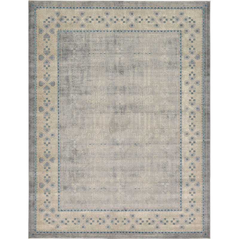 Tapis à motif oriental fumé Linz, Rectangle 9 pi x 12 pi