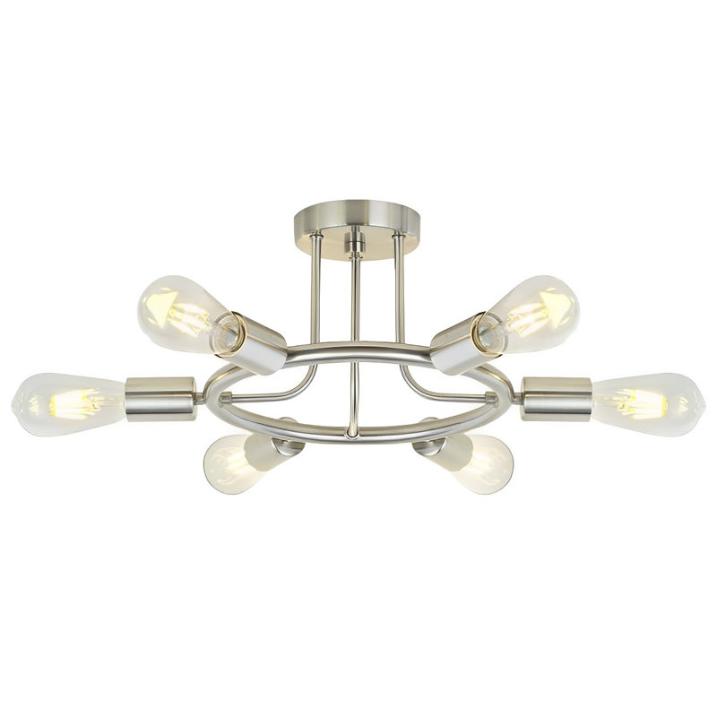 Plafonnier semi-encastré 6 lumières Cyriel Spoutnik, Nickel brossé