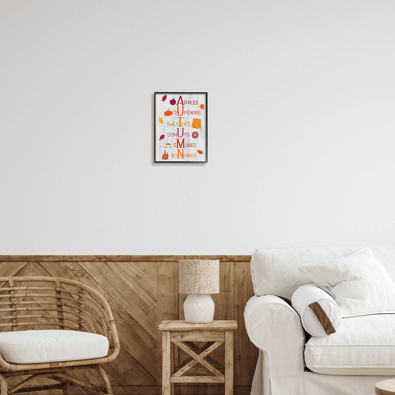 Lettres d'automne - mots saisonniers - 215, Giclée encadrée noir minuit, H 14 po x l 11 po x P 1,5 po