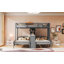Lit superposé simple au-dessus de simple avec bureau intégré, étagère de rangement et lampe de lecture, structure intégrée à 3 lits, gris-508079110