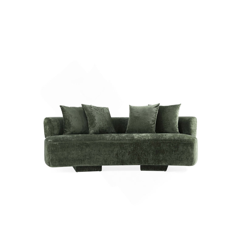 Canapé 91 po en chenille vert olive, Vert olive