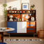 Armoire décorative moderne noir + blanc + bleu + brun + argent fritté + bois massif + bois manufacturé + acier inoxydable-914292904-914292906
