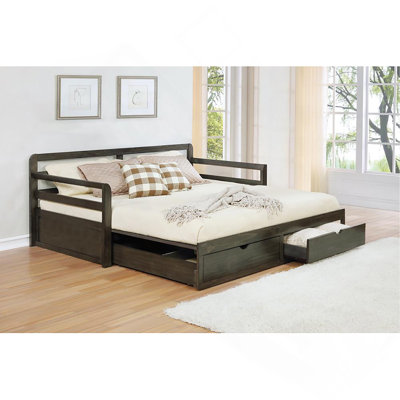 Grey 2-drawer Daybed with Extension Trundle