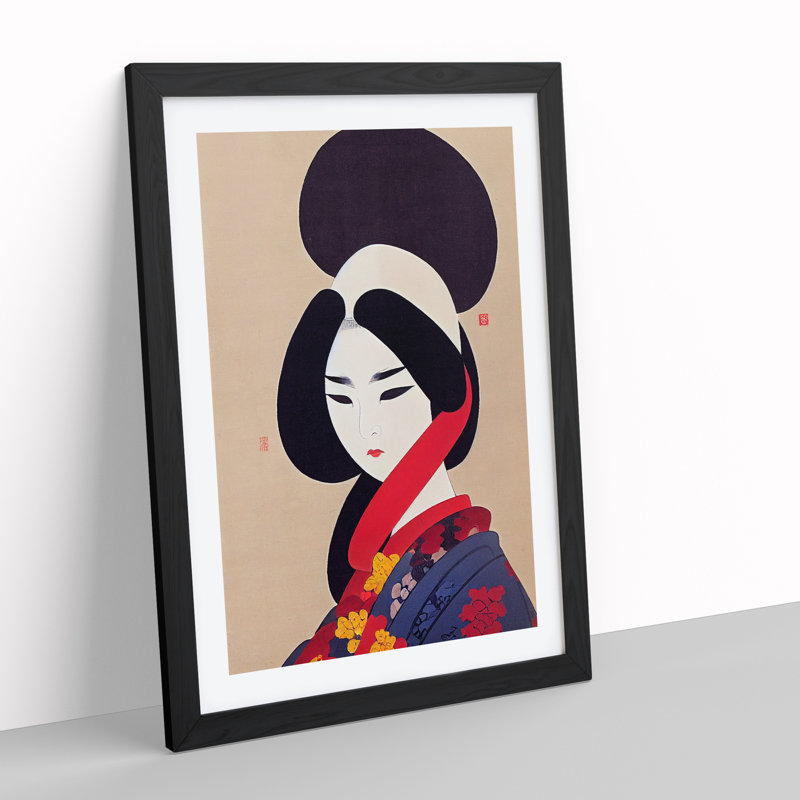 Charming Geisha - Single Picture Frame Print, Black, 64cm H x 46cm W x 2cm D
