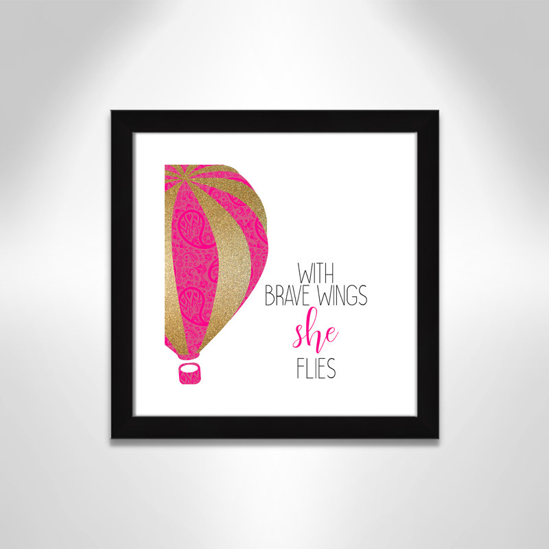 avec des ailes courageuses, impression sur papier, H 18 po x l 18 po x P 0,63 po, Cadre noir