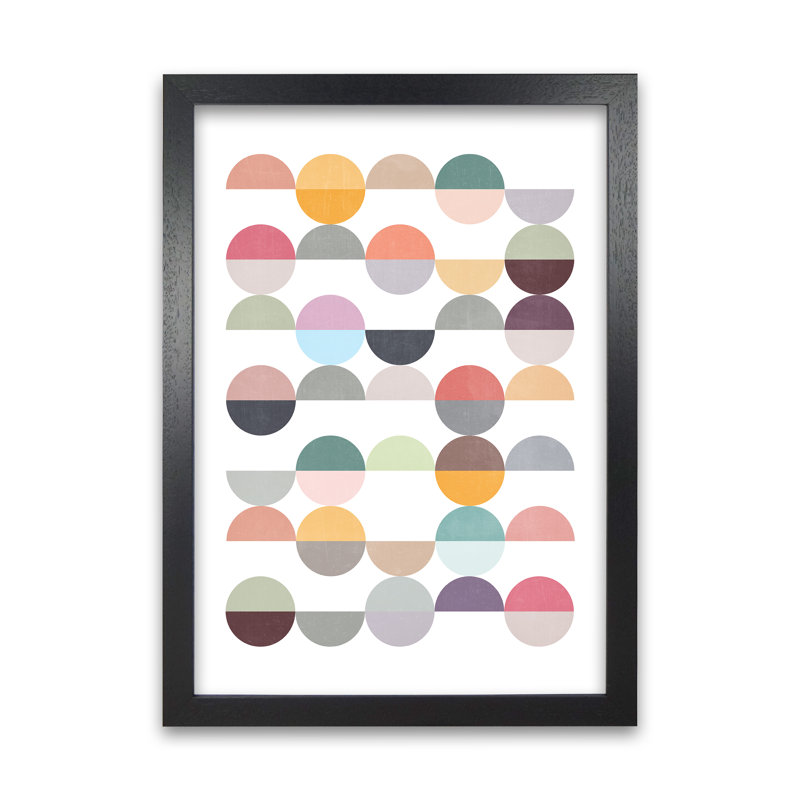 Scandinavian Colourful Circle Art Original - Print, Black Frame, 84cm H x 59cm W x 3cm D