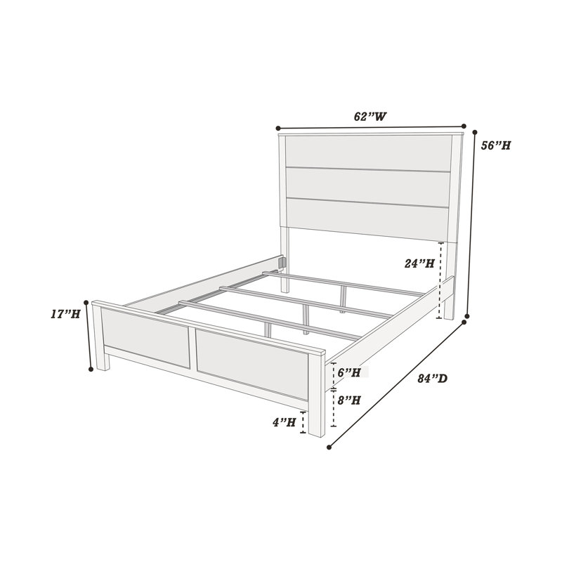 Mahogany Finish Modern Bedframe with Simple Design, Queen
