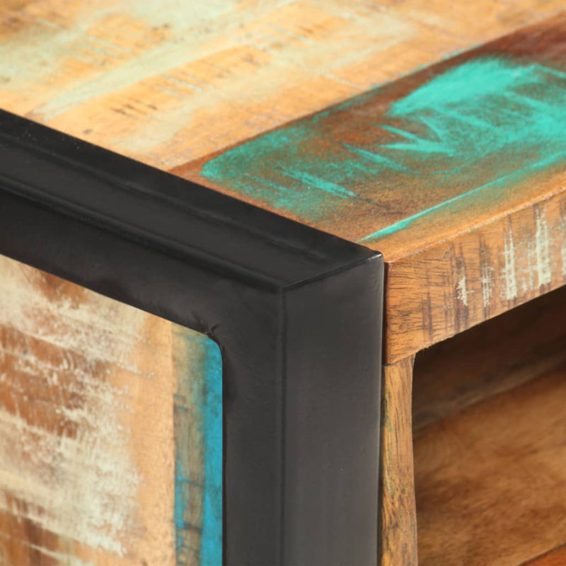 Mya Bedside Cabinet 40x35x55cm Solid Acacia Wood, Brown/Green/Black