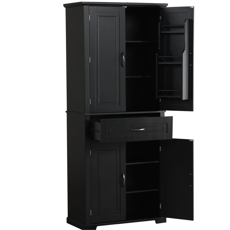 Armoire noire pour salle de bain - Tablette réglable Solution de rangement spacieuse Grand espace, Black