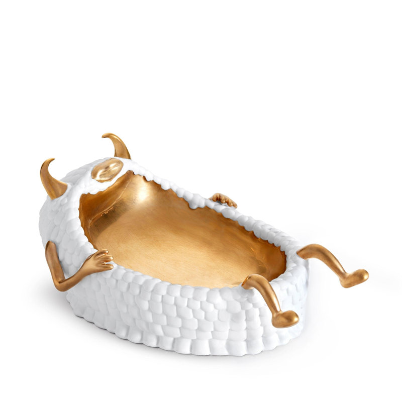 Haas Lazy Susan Catchall, White/Gold