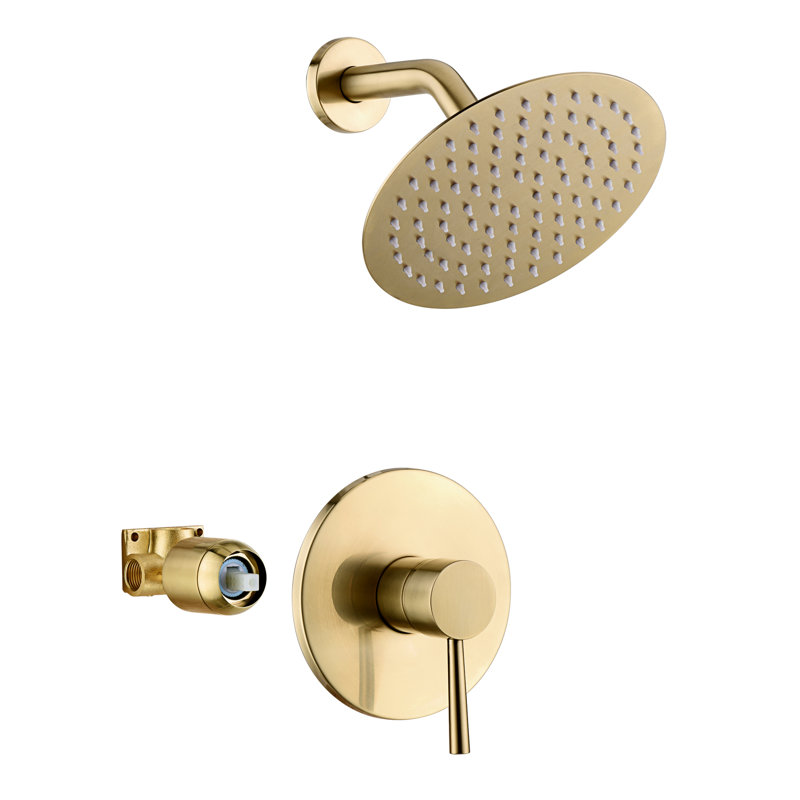 Sumerain Shower Only Faucet with Rain Showerhead, Concealed Mixer Showers with Rough in-Valve, Brushed Gold