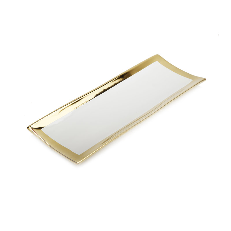 Assiette décorative rectangulaire blanche