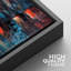 «Moody Abstract City Buildings Reflection Dark Modern Art», reproduction d'art sur toile encadrée-107907201-107907203