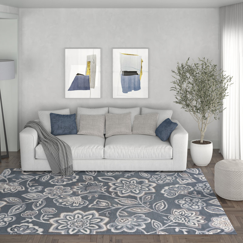 Tapis floral gris Majoros, Rectangle 7 pi 10 po x 10 pi 3 po