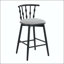 Tabouret en bois - Finition noire avec dossier en sablier et coussin gris-1677682208