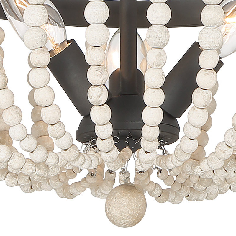 Lustre semi-encastré 3 lumières, Noir mat / blanc