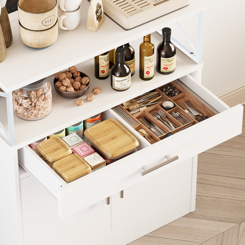 Abriah 31.4" Wide Sideboard Buffet Cabinet, Beige