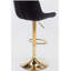 Repose-pieds et base chromés avec velours mécanique à hauteur réglable et simple chaise de bar à pieds dorés, ensemble de 2, noir