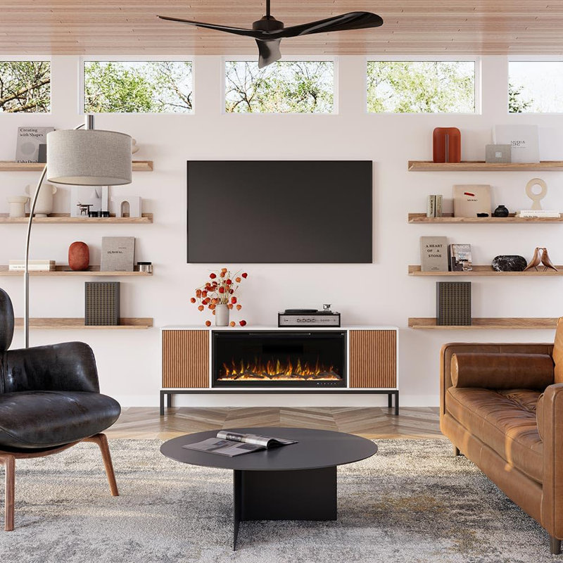 Meuble télé avec foyer moderne et moderne Ember Emory | Chaufferette de foyer 42 po | Avec l'application Wi-fi
