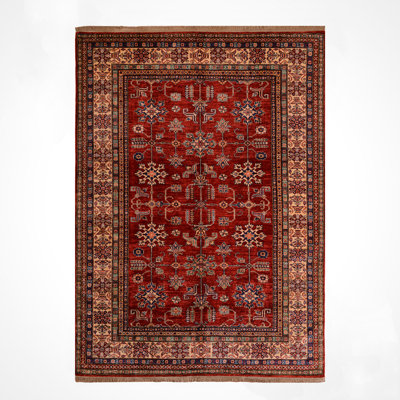 Tapis en laine et coton rouge noué à la main Original
