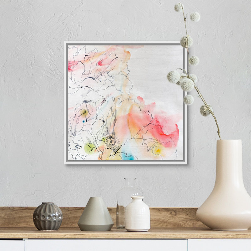 Reproduction d'art sur toile, Cadre flottant blanc, H 14 po x l 14 po x P 1,75 po