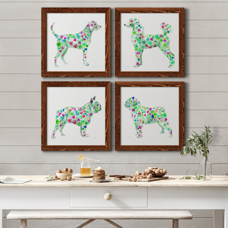 Tapisserie Labrador - ensemble de 4 peintures sur toile encadrées, H 31,5 po x l 126 po x P 1,5 po