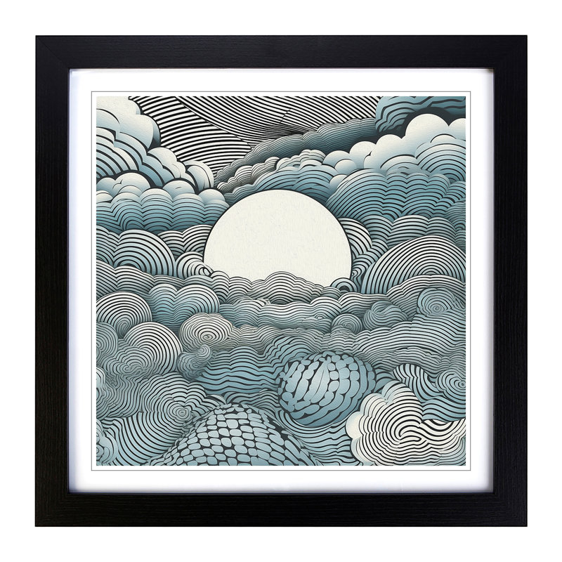 Cloudy Sky Op Art - Framed Print, Black